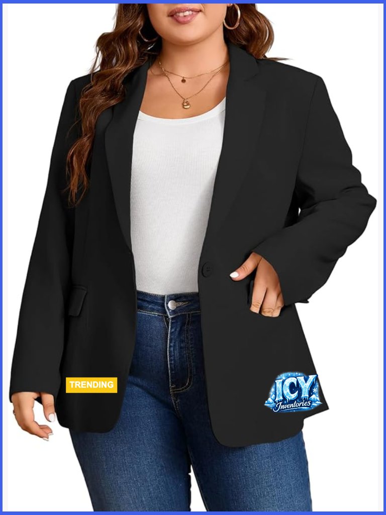 Plus Size Casual Blazer Long Sleeve Open Front Work Office